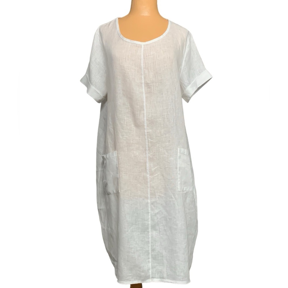 FLY, 100% Italian Linen  Pockets Tunic dress
